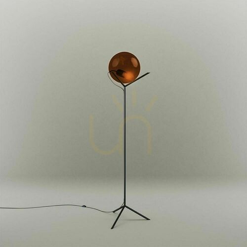Kontrola Stojací lampa s.luce Orb Poseidon hnědá skleněná koule E27 170 cm