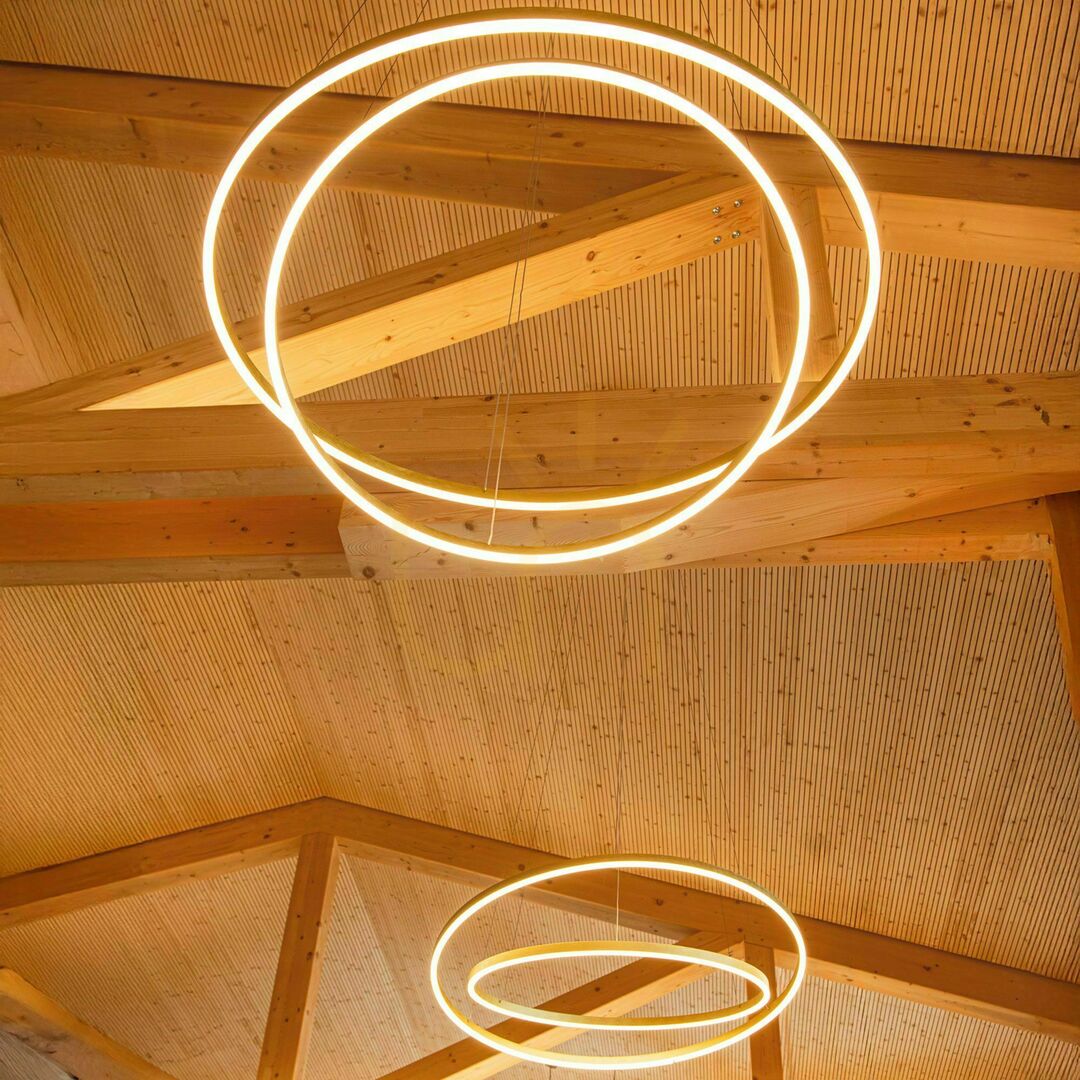 Zobrazit Závěsné svítidlo s.luce Centric Ring 2x LED zlaté 60/40 cm Závěsné svítidlo s.luce Centric Ring 2x LED zlaté 60/40 cm