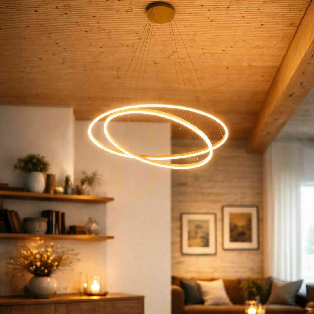 Náhled Závěsné LED svítidlo s.luce Ring Centric černé 2x kruh, stmívatelné 3000 K Závěsné LED svítidlo s.luce Ring Centric černé 2x kruh, stmívatelné 3000 K