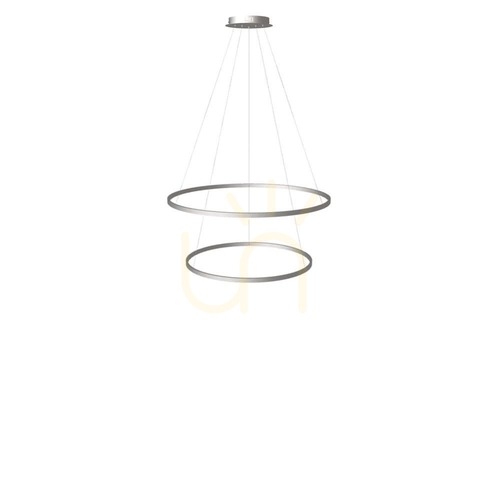 Kontrola Závěsné svítidlo s.luce Ring LED 2 kruhy stříbrné Ø100/80 cm