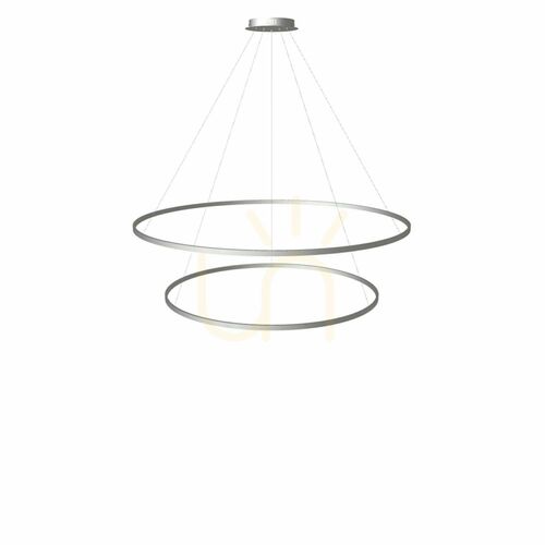 Kontrola Závěsné svítidlo s.luce Ring LED 2 kruhy stříbrné Ø100/80 cm