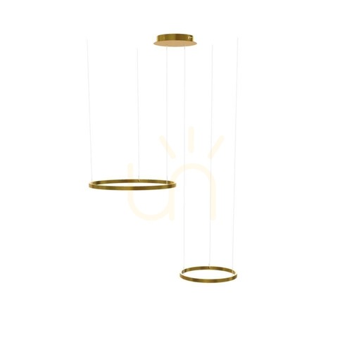 Kontrola Excentrické závěsné LED svítidlo s.luce Ring zlaté, 2 kruhy Ø60/40 cm