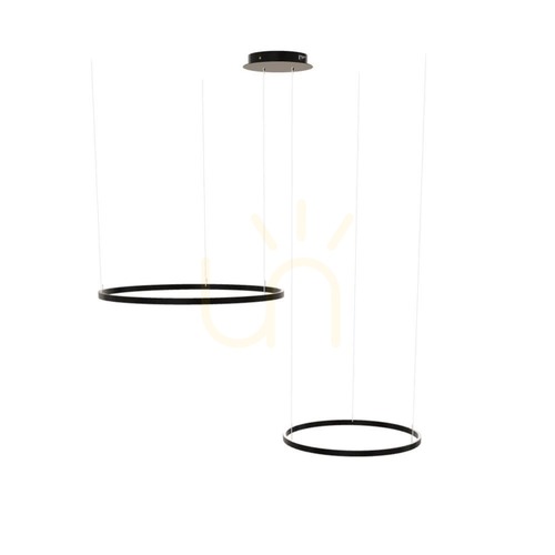 Kontrola Závěsné LED svítidlo s.luce Ring 2 kruhy mimostředné černé 80/60 cm 3000 K stmívatelné