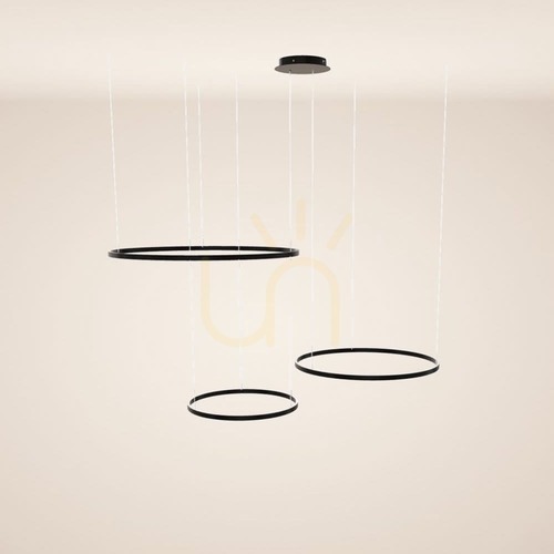 Kontrola Lustr s.luce Ring 3x LED černý, excentrický, průměr 100/80/60 cm
