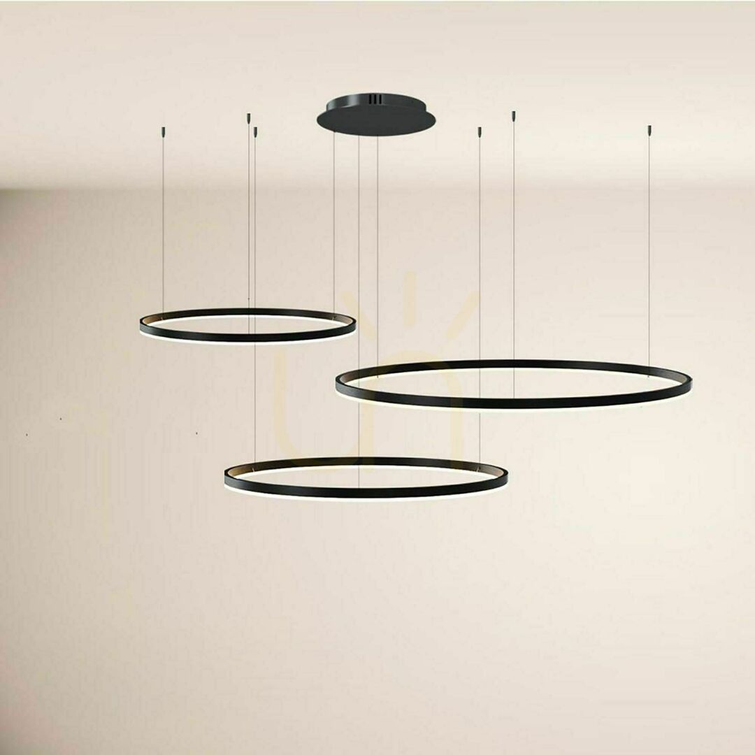 Náhled Lustr s.luce Ring 3x LED černý, excentrický, průměr 100/80/60 cm Lustr s.luce Ring 3x LED černý, excentrický, průměr 100/80/60 cm