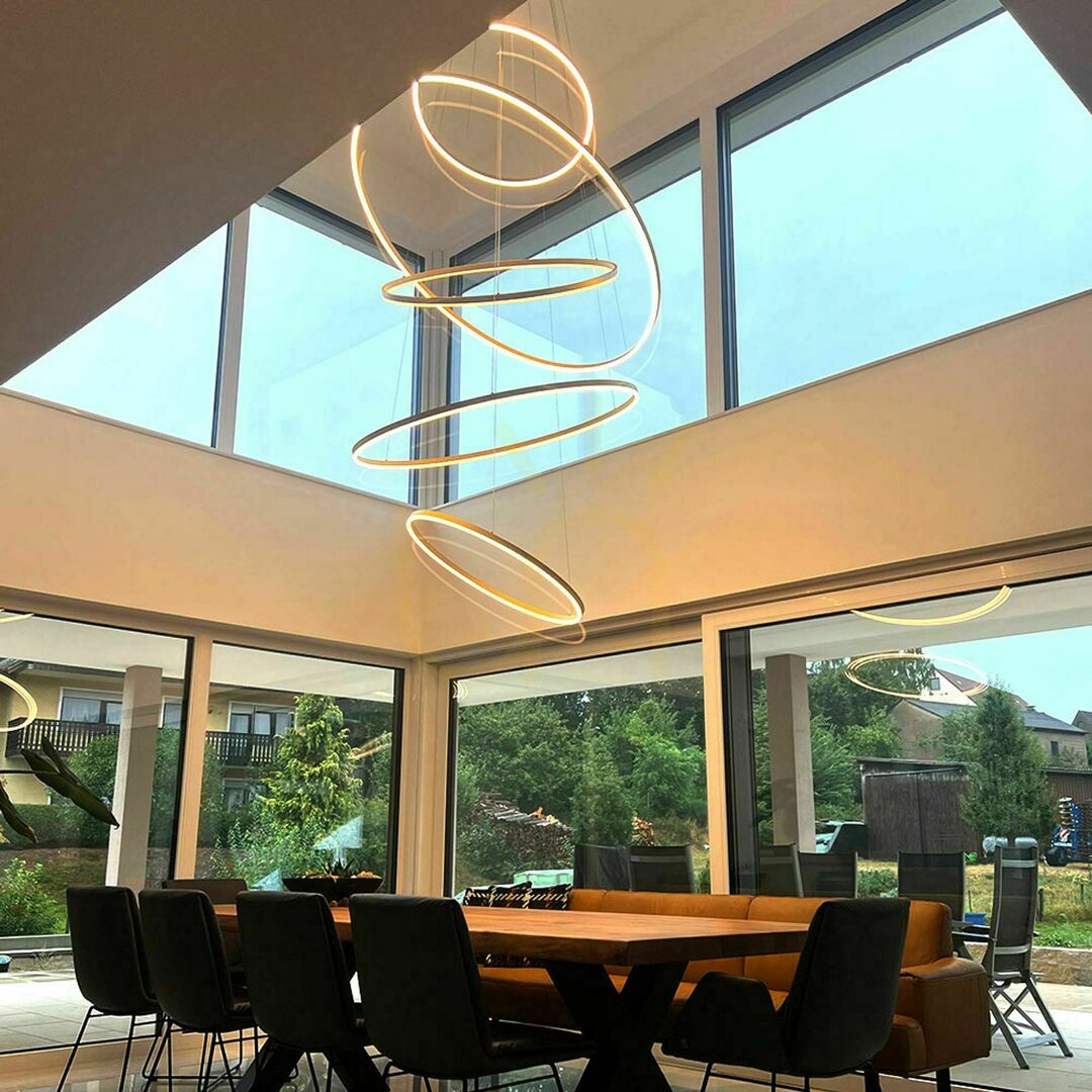 Pohled Závěsné svítidlo s.luce Ring Centric 5x LED zlaté kruhové stmívatelné Závěsné svítidlo s.luce Ring Centric 5x LED zlaté kruhové stmívatelné