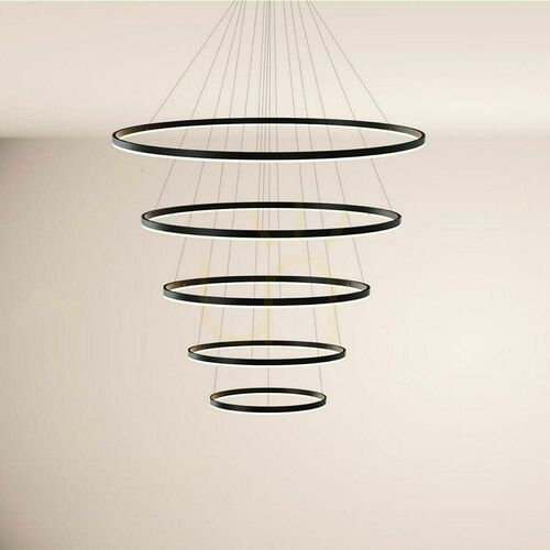 Kontrola Závěsné LED svítidlo s 5 prstenci s.luce Centric zlaté, stmívatelné