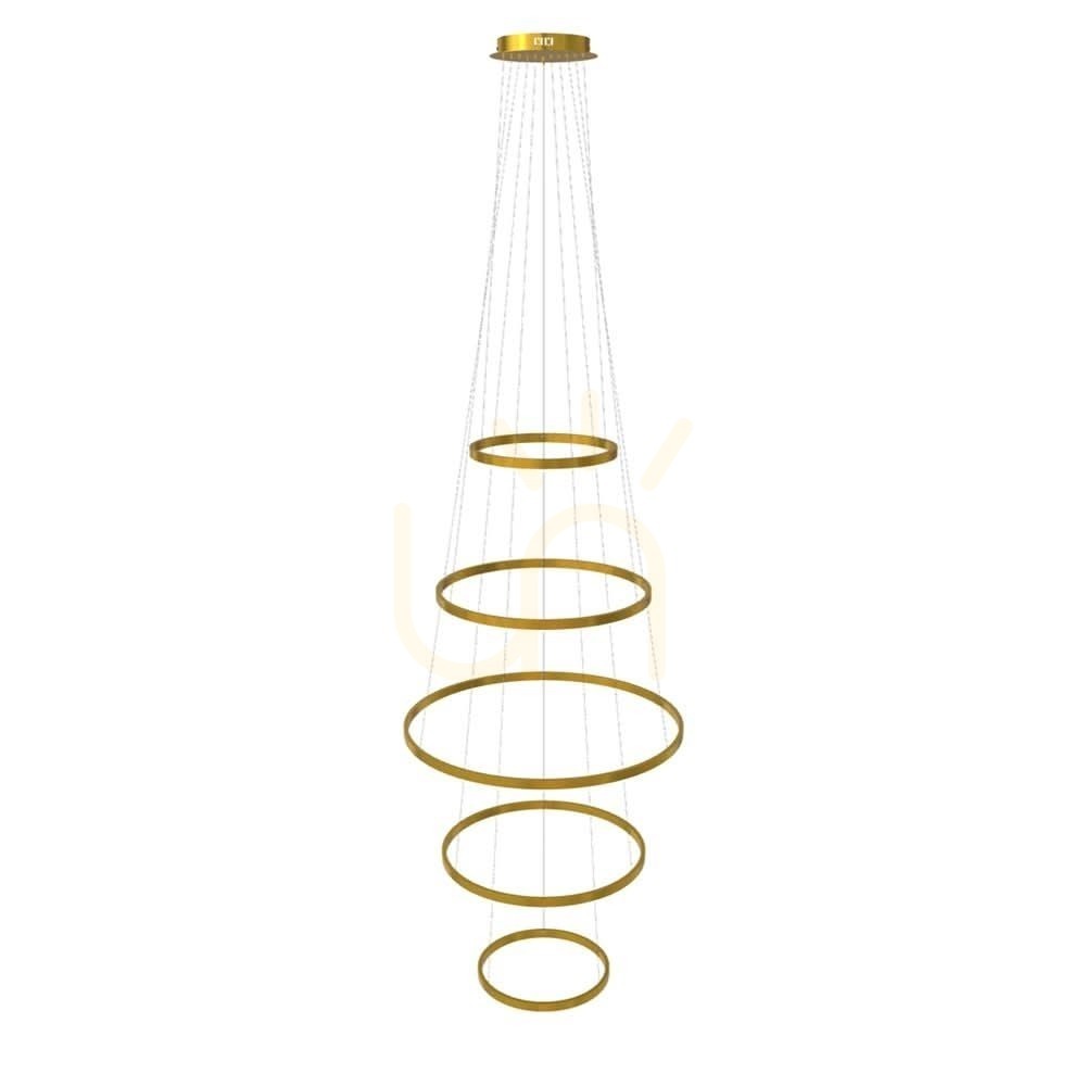 Pohled Závěsné svítidlo s.luce Ring Centric 5x LED zlaté, stmívatelné, 80 cm Závěsné svítidlo s.luce Ring Centric 5x LED zlaté, stmívatelné, 80 cm