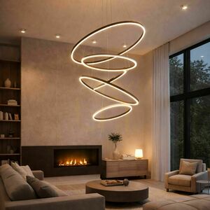 Závěsné LED svítidlo s 5 prstenci s.luce Centric Ring stříbrné 150 cm small 4