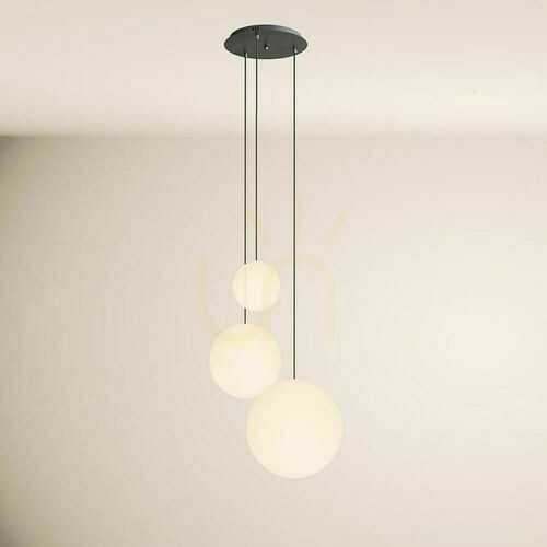 Kontrola Lustr s.luce Orb Modular 3-plamenný bílé sklo černé zavěšení