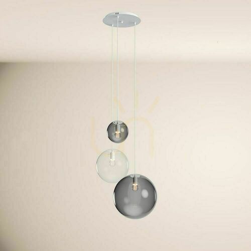 Kontrola Závěsné svítidlo s.luce Orb Modular 3 světla, kouřové a čiré sklo, bílý baldachýn