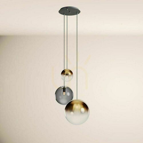 Kontrola Lustr s.luce Orb, 3 světla, zlatý, sklo a kov, moderní, stmívatelný