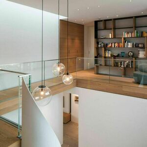 Lustr s.luce Orb měděný skleněný 3ramenný modulární E27 dimmable small 2