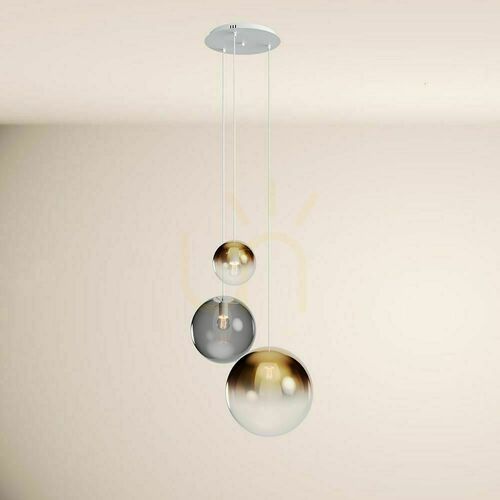 Kontrola Lustr s.luce Orb, zlatý, skleněný, tříramenný, stmívatelný, E27