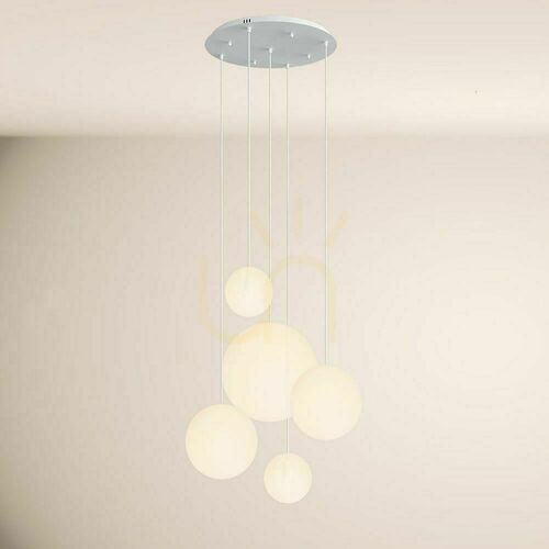 Kontrola Lustr s.luce Orb 5ramenný bílý sklo kov 40 cm modulární galerijnífinal