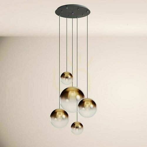 Kontrola Pětisvětelný lustr s.luce Orb, zlaté sklo, modulární, 5× E27