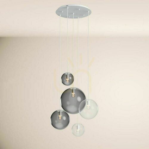 Kontrola Lustr s.luce Orb 5ramenný modulární skleněný kouřový, moderní