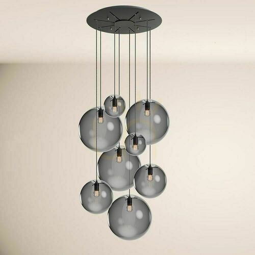 Kontrola Lustr s.luce Orb 8ramenný černý skleněný moderní modularní, výška 500 cm