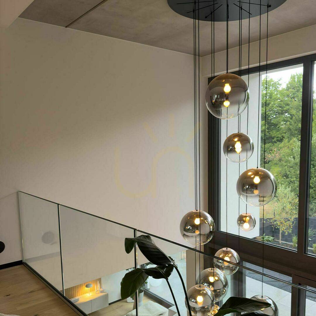 Pohled Lustr s.luce Orb 8ramenný zlatý skleněný modulární galerijní E27 stmívatelný Lustr s.luce Orb 8ramenný zlatý skleněný modulární galerijní E27 stmívatelný