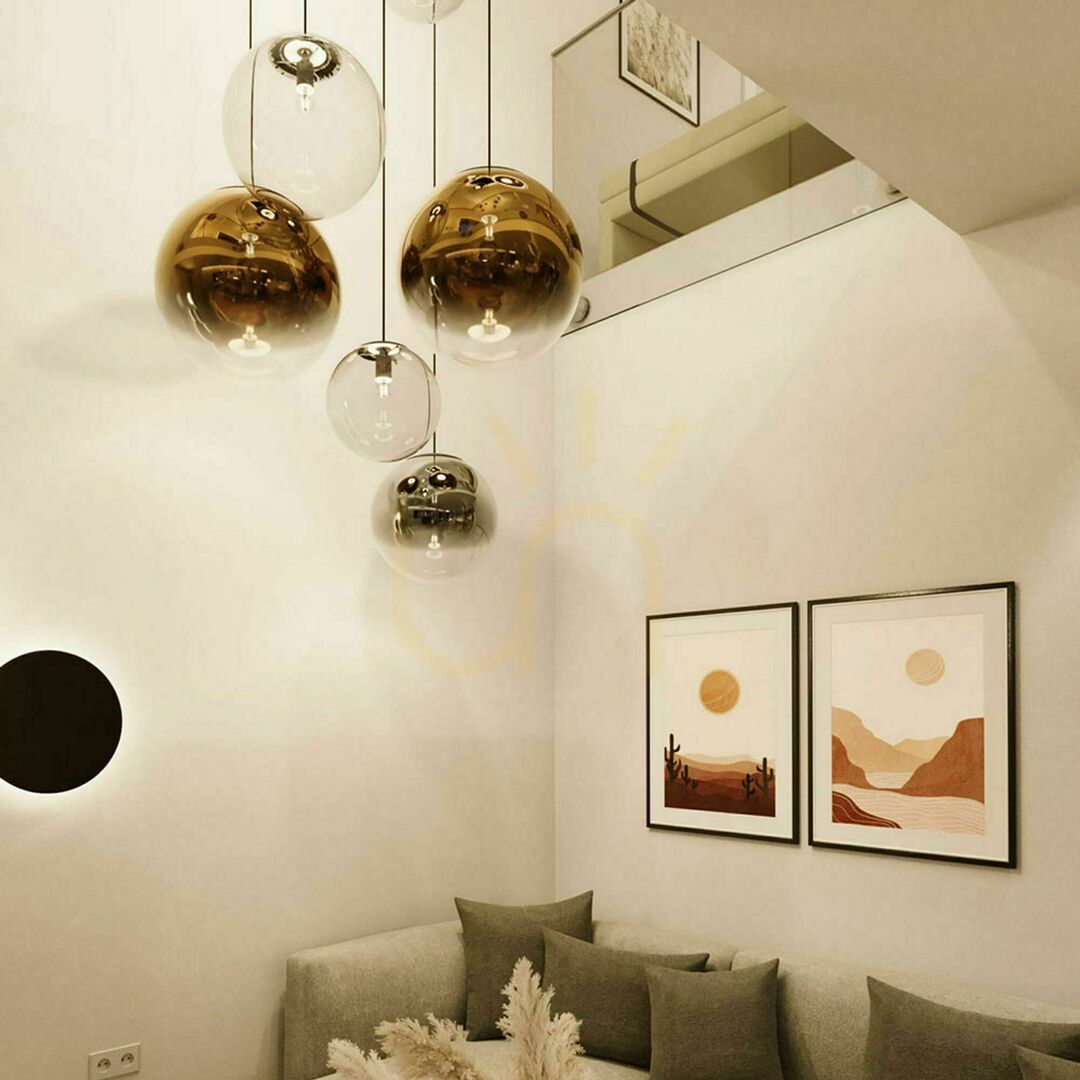 Pohled Lustr s.luce Orb 8ramenný zlatý skleněný modulární galerijní E27 stmívatelný Lustr s.luce Orb 8ramenný zlatý skleněný modulární galerijní E27 stmívatelný