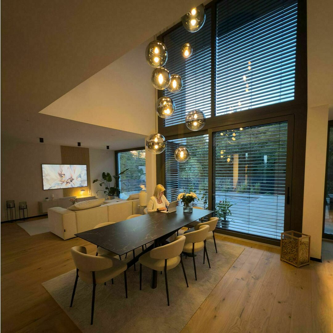 Kontrola Lustr s.luce Orb černý skleněný kovový 12bodový modulární Lustr s.luce Orb černý skleněný kovový 12bodový modulární
