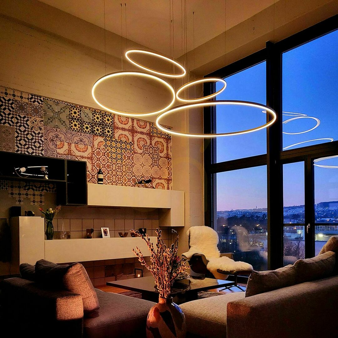 Náhled Lustr s.luce Ring LED 5x zlatý, kruhový, stmívatelný Lustr s.luce Ring LED 5x zlatý, kruhový, stmívatelný
