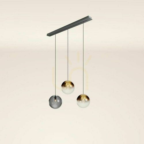 Kontrola Závěsné svítidlo s.luce Orb 3bodové zlato-kouřové sklo černá lišta 120 cm Ø30 cm