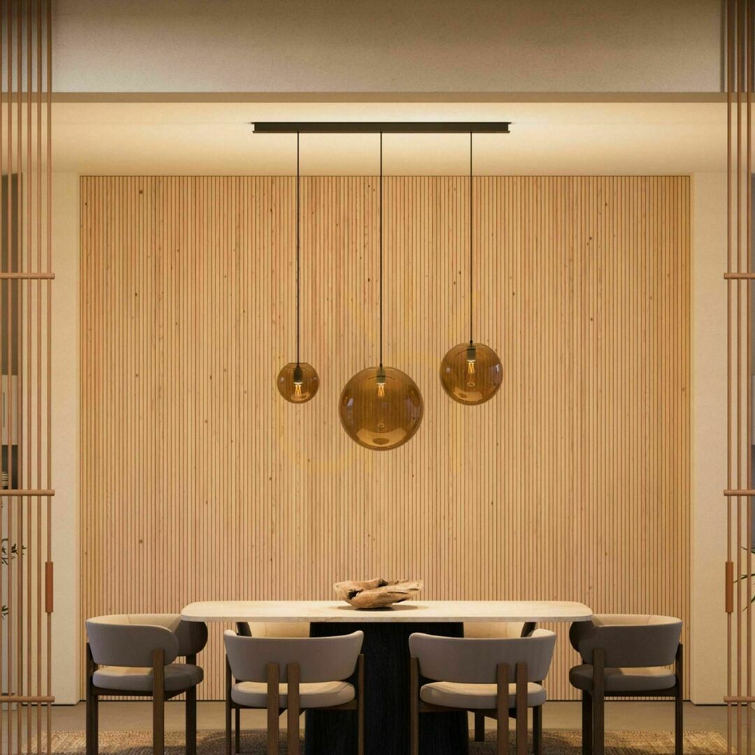 s.luce Orb 3-Light Copper Glass Pendant Chandelier for Dining Room, Ø 20/30/40 cm