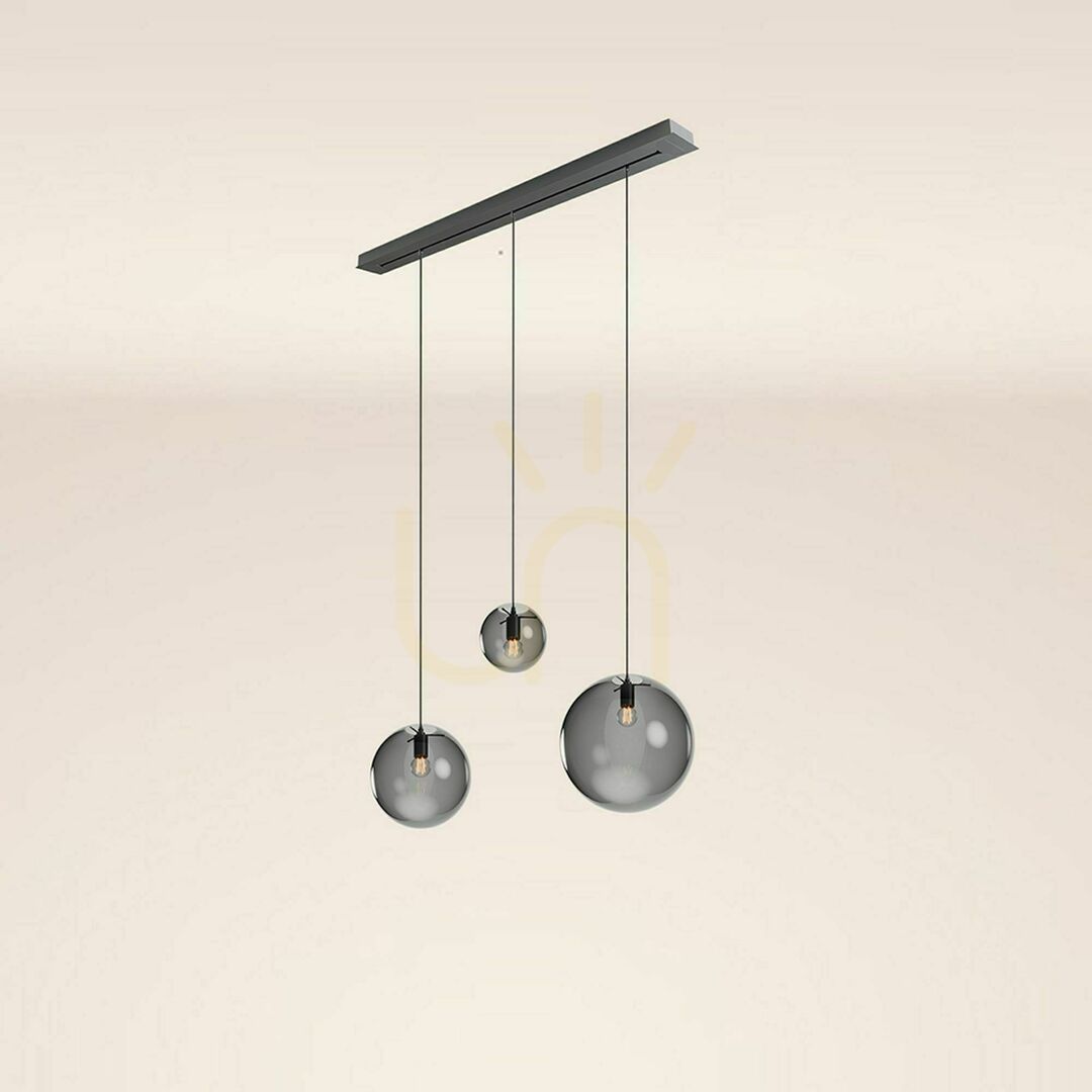 Pohled Závěsné svítidlo s.luce Orb 3x E27, sklo/kov, Ø 20/30/40 cm, jídelní stůl Závěsné svítidlo s.luce Orb 3x E27, sklo/kov, Ø 20/30/40 cm, jídelní stůl