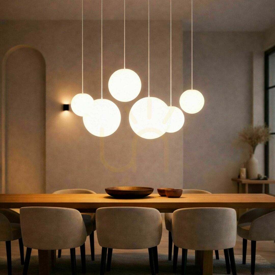 Zobrazit Lustr s.luce Orb 5x E27 sklo kov 160 cm nad jídelní stůl Lustr s.luce Orb 5x E27 sklo kov 160 cm nad jídelní stůl