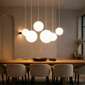 Závěsné svítidlo s.luce Orb 5xE27, kouřové sklo gradient, lišta 160 cm, bílá small 3