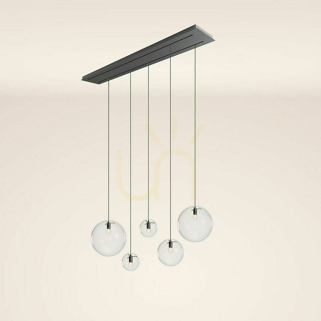 Kontrola Lustr s.luce Orb 5x E27 kouřové sklo, 2 řady, 160 cm Lustr s.luce Orb 5x E27 kouřové sklo, 2 řady, 160 cm