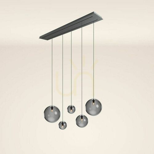 Kontrola Lustr s.luce Orb 5x E27 sklo kov kouřový, 2 řady, 160 cm