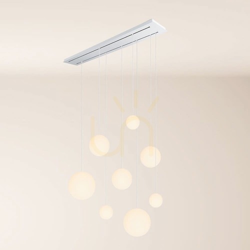 Kontrola Lustr s.luce Orb 8x E27 bílý sklo kov 160 cm, 2 řady