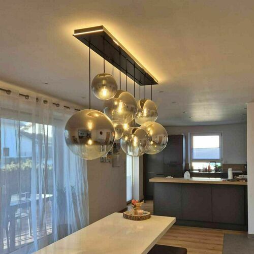 Kontrola Lustr s.luce Orb kouřové sklo, 8 světel, 160 cm, 2 řady