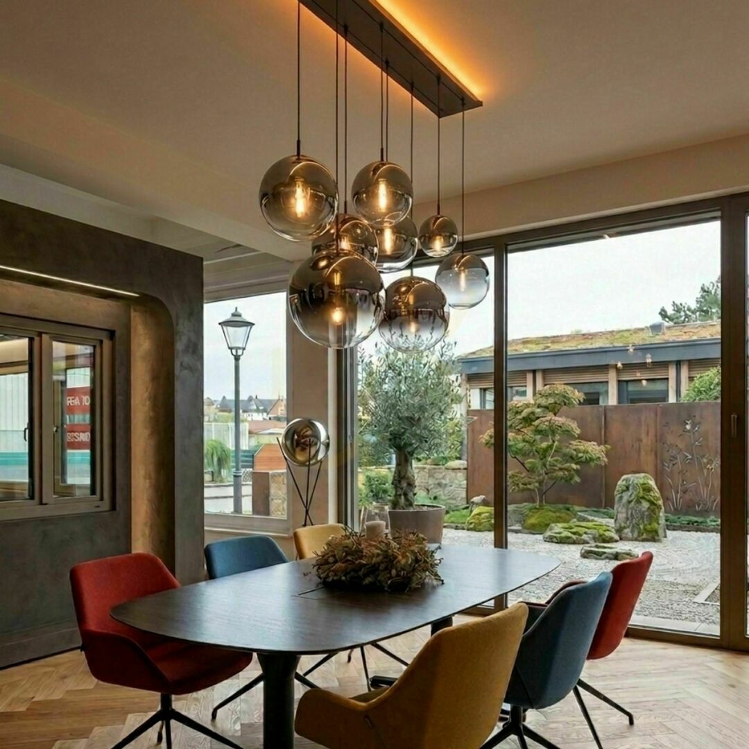 Kontrola Lustr s.luce Orb kouřové sklo, 8 světel, 160 cm, 2 řady Lustr s.luce Orb kouřové sklo, 8 světel, 160 cm, 2 řady