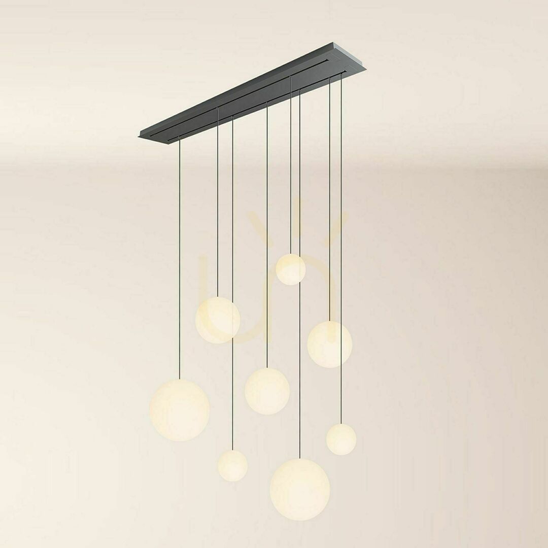 Zobrazit Lustr s.luce Orb 8x E27 sklo/kov zlatý 160 cm, 2 řady Lustr s.luce Orb 8x E27 sklo/kov zlatý 160 cm, 2 řady