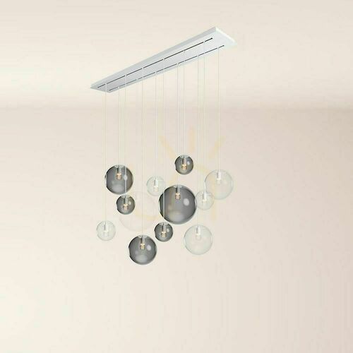 Kontrola Lustr s.luce Orb 12 světel sklo kouřové, 160 cm, 2 řady