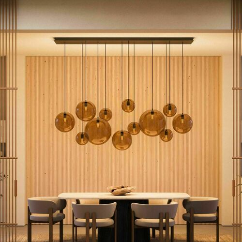 Kontrola Lustr s.luce Orb 12x E27 zlatý sklo kov 2 řady 160 cm