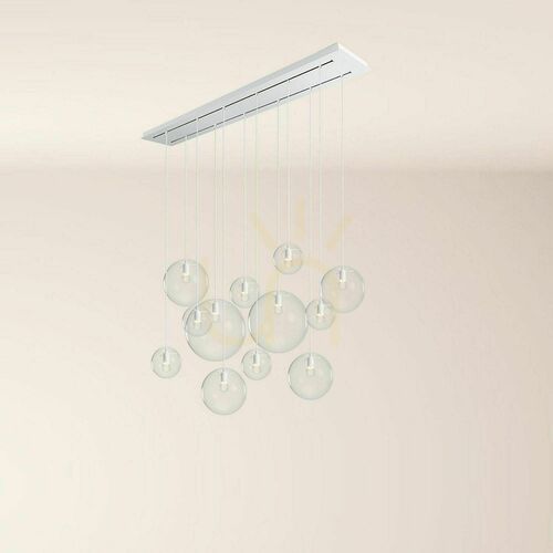 Kontrola Lustr s.luce Orb 12 světel 160 cm čiré sklo bílá lišta E27