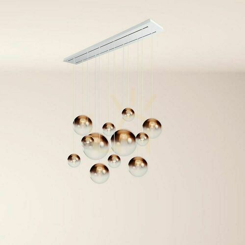 Kontrola Lustr s.luce Orb 12x E27 měděný sklo kov 160 cm 2 řady