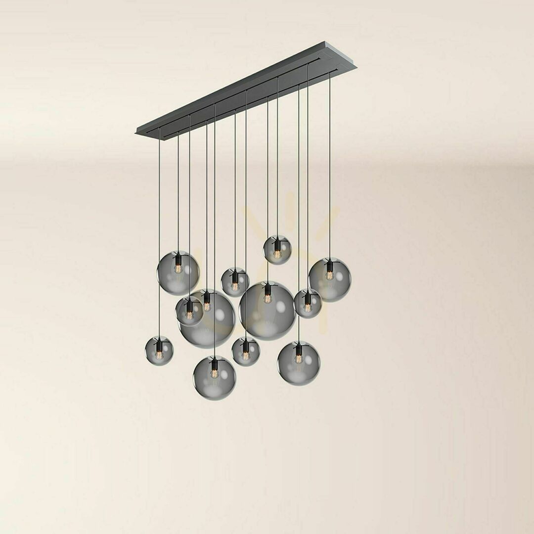 Pohled Lustr s.luce Orb bílý sklo kov 12 světel 160 cm 2 řady Lustr s.luce Orb bílý sklo kov 12 světel 160 cm 2 řady