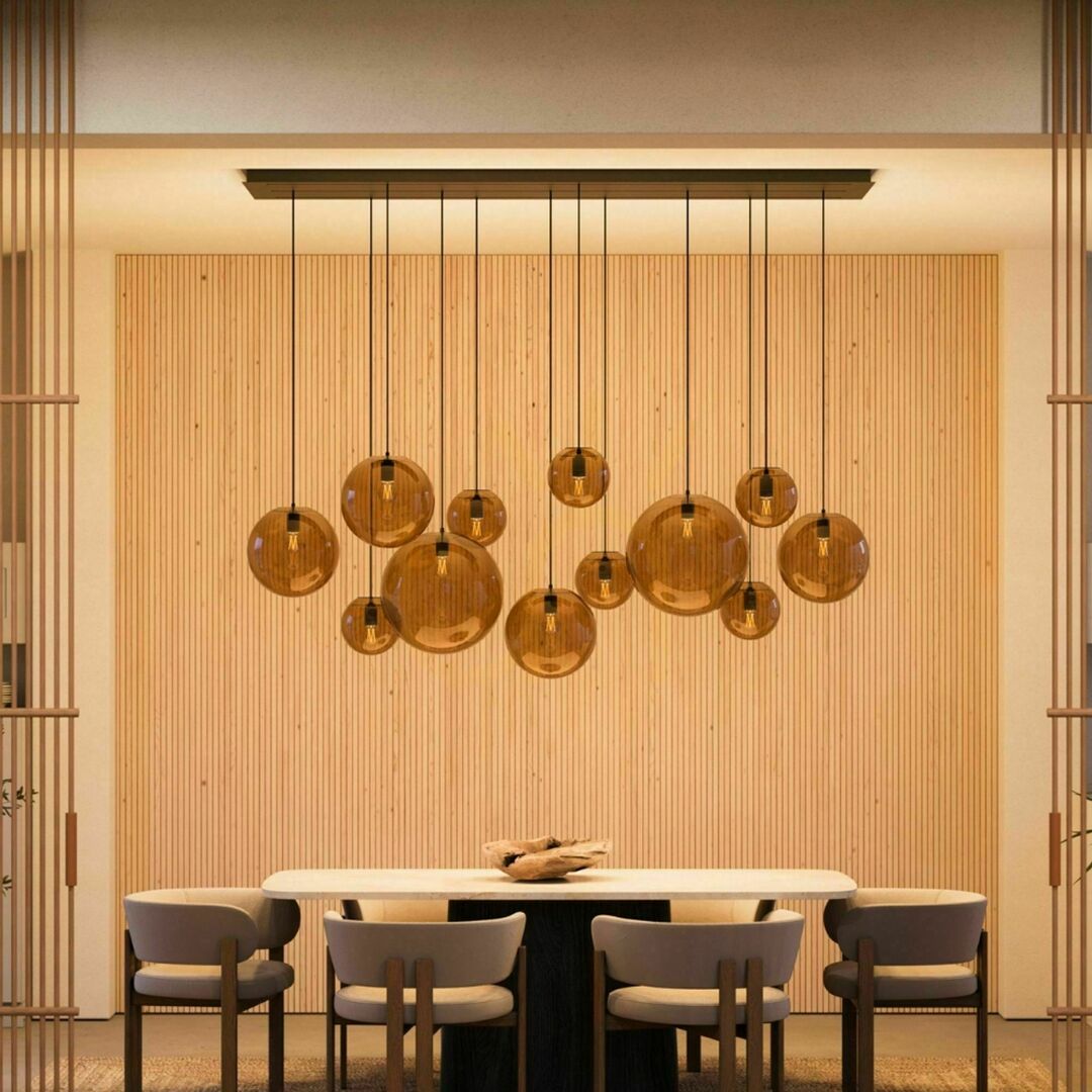 Kontrola Lustr s.luce Orb bílý sklo kov 12 světel 160 cm 2 řady Lustr s.luce Orb bílý sklo kov 12 světel 160 cm 2 řady