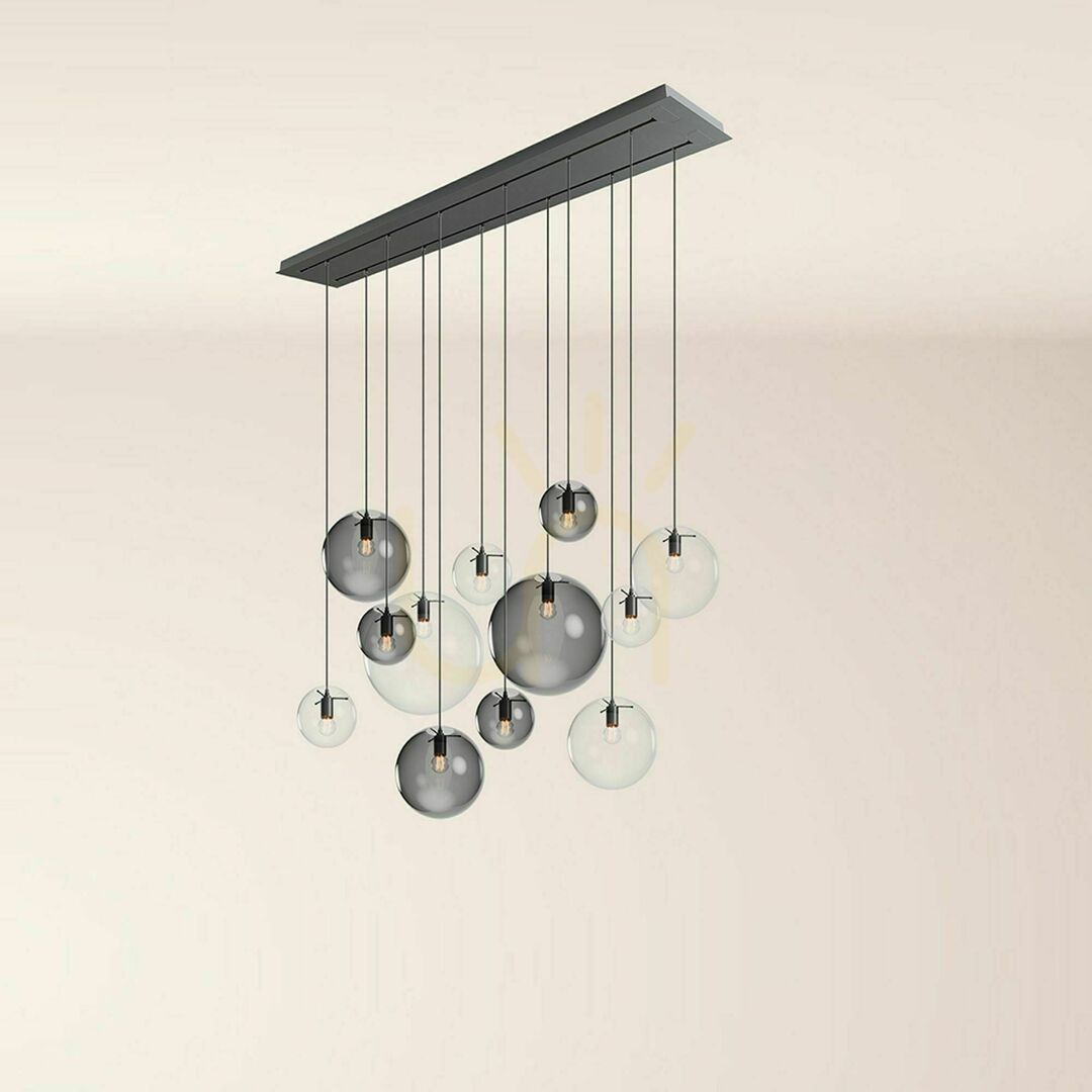 Pohled Lustr s.luce Orb 12x E27 kouřové sklo, 2 řady, 160 cm Lustr s.luce Orb 12x E27 kouřové sklo, 2 řady, 160 cm