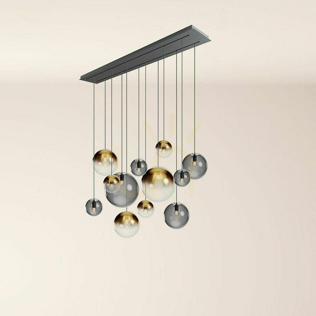 Náhled Lustr s.luce Orb 12x E27 kouřové sklo, 2 řady, 160 cm Lustr s.luce Orb 12x E27 kouřové sklo, 2 řady, 160 cm