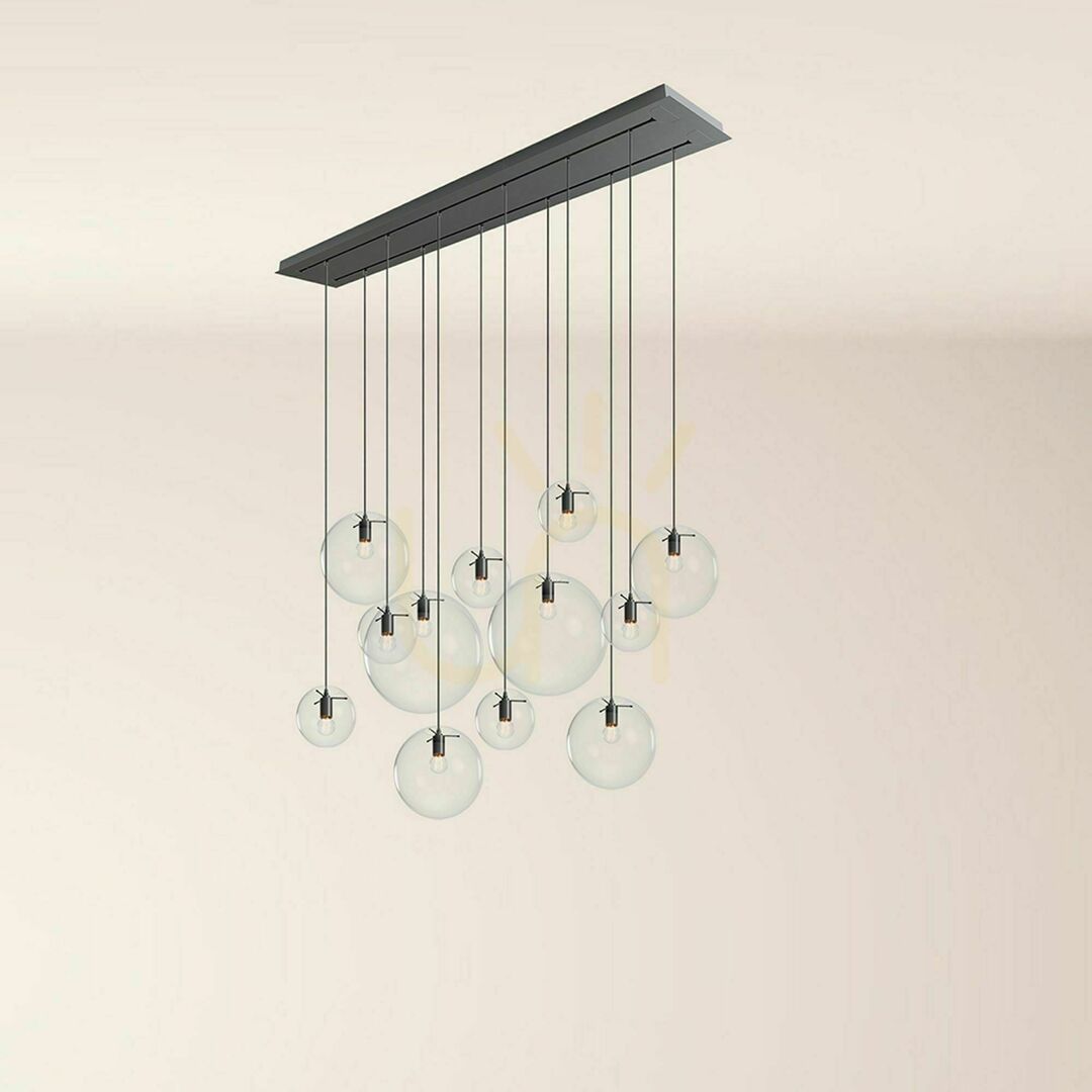 Zobrazit Lustr s.luce Orb 12x E27 kouřové sklo, 2 řady, 160 cm Lustr s.luce Orb 12x E27 kouřové sklo, 2 řady, 160 cm