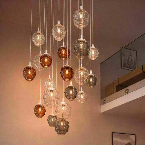 Kontrola Závěsné skleněné svítidlo s.luce Echos, průhledné, E27, 500 cm