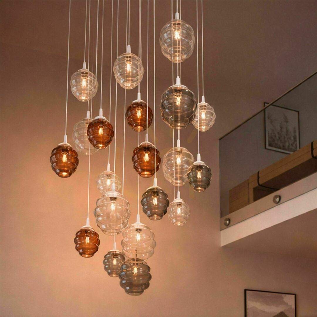 Kontrola Závěsné skleněné svítidlo s.luce Echos, průhledné, E27, 500 cm Závěsné skleněné svítidlo s.luce Echos, průhledné, E27, 500 cm