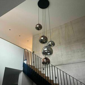 Lustr s.luce Orb skleněná koule kouřová 30 cm, černé zavěšení small 7