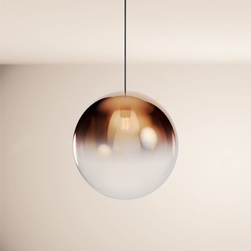 Kontrola Závěsné svítidlo s.luce Orb skleněná koule 40 cm, měděný přechod, černý závěs, E27, závěs 500 cm